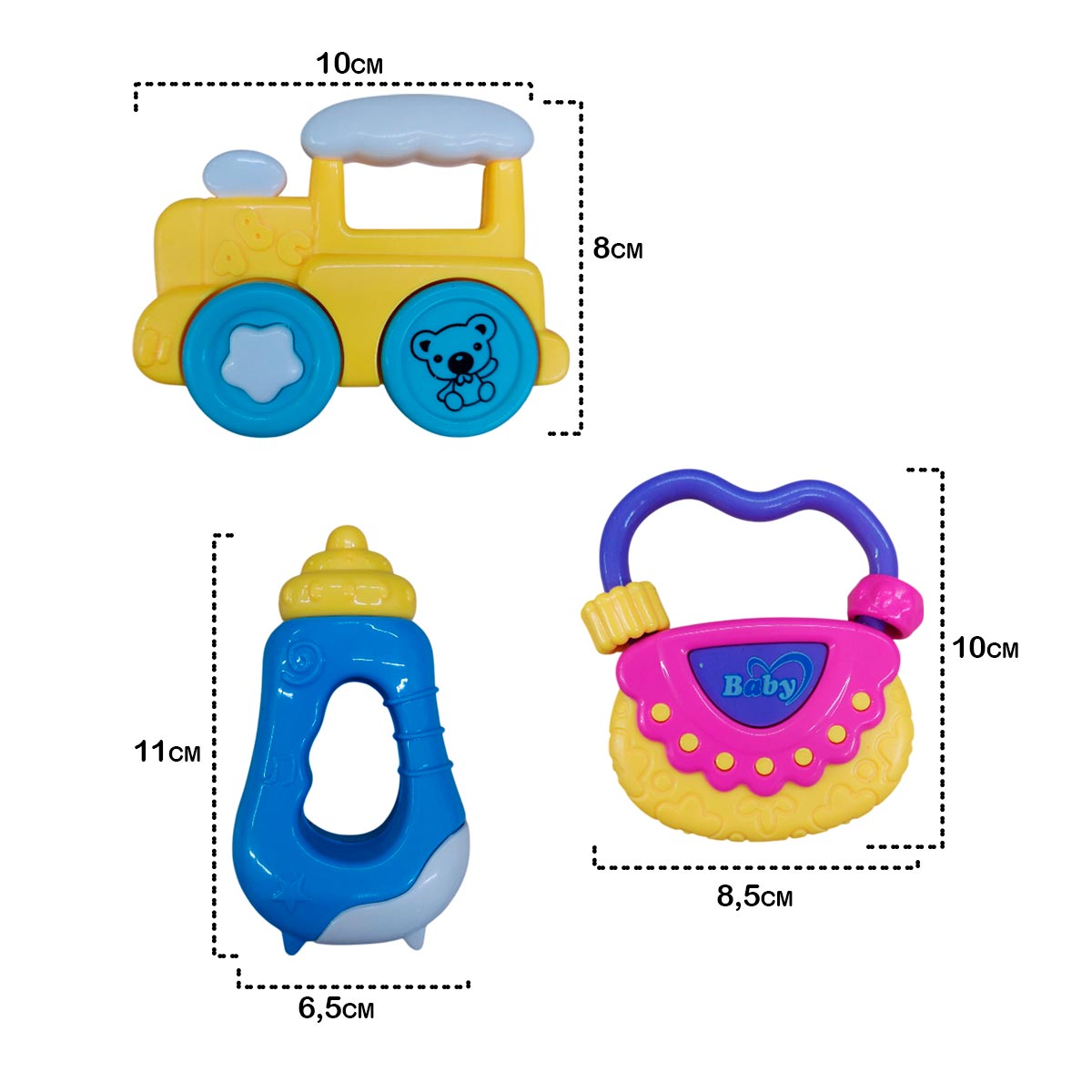 kit de 3 sonajeros para bebés juguete